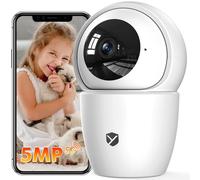 YESKANO 3K 5MP Telecamera WiFi Interno, 2.4/5GHz Videocamera Sorveglianza Interno 360 Camera con Tracciamento Automatico, Visione Notturna, Rilevamento Bambini/Animali Domestici, Funziona con Alexa