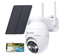 YESKANO Telecamera Wi-Fi Esterno Senza Fili Con Pannello Solare, 360° PTZ Videocamera Sorveglianza A Batteria, Visione Notturna A Colori, Rilevamento Umano/PIR con Allarme, 2 Vie Audio, 2.4GHz, IP66