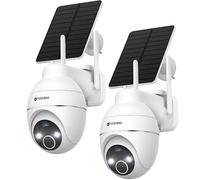 YESKANO Telecamera Wi-Fi Esterno Senza Fili Con Pannello Solare, 360° PTZ Videocamera Sorveglianza A Batteria, Visione Notturna A Colori, Rilevamento Umano/PIR con Allarme, 2 Vie Audio, 2.4GHz-2PZ