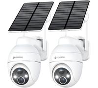 YESKANO Telecamera Wi-Fi Esterno Senza Fili Con Pannello Solare, 360° PTZ Videocamera Sorveglianza A Batteria, Visione Notturna A Colori, Rilevamento Umano/PIR con Allarme, 2 Vie Audio, 2.4GHz-2PZ