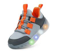 YESKIS Scarpe da ginnastica per bambini e bambine, senza lacci, da passeggio, Grigio Light Up Scarpe, 25 EU