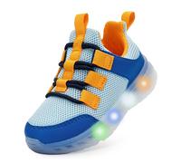 YESKIS Scarpe da ginnastica per bambini e bambine, senza lacci, da passeggio, Scarpe Light Blue Light Up, 25 EU