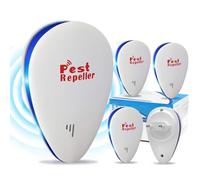 YESLUSY 4 Pack Repellente Ultrasuoni per Topi, Antizanzare Ultrasuoni, Sicuro e Innocuo, Ultrasonico per Topi, Formiche, Mosche, Ragni, Scarafaggi, Pulci e Insetti