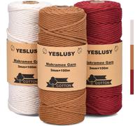 YESLUSY Corda Macramè Set 3 mm x 100 m Filo Macramè in Cotone Premium per Ar