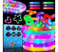 YESLUSY Estensibile Pop Tubes Luminoso, 12 pezzi LED tubi giocattolo sensoriali, Fidget Pop Tube Giocattoli, Giocattolo educativo e sensoriale Elastico Light-Up per compleanno, Natalizie, Halloween