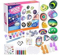 YESLUSY Kit Creativi Pittura di Pietra per Bambini con 18 Pigmento di Colori e Vari Accessori, Regalo di Compleanno, Lavoretti Creativi per Bambini e Bambine dai 3 Agli 10 Anni