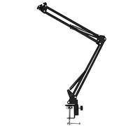 Yessetry Supporto per microfono da tavolo con braccio a forbice, supporto per microfono da tavolo, morsetto per montaggio su tavolo,