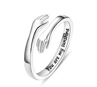 Yesteel Regalo per la festa della mamma, in argento Sterling S925, anello da abbracciare per donne e ragazze, anello regolabile, gioiello per festa della mamma, regalo di compleanno per figlie, mamma