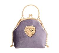 Yestree Borsa da donna in velluto, chic Clutches and Clutches with Chain Shoulder Strap Vintage 1920s for Wedding Ceremony Party, malva