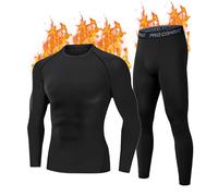 YESWEL Maglia Termica Uomo M, Set Intimo Termico Uomo in Felpa Interna, Biancheria Termica Nero per Calcio Sci Ciclismo Escursionismo Nero