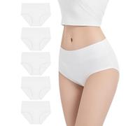 YESWEL Mutande Donna Cotone Vita Alta, 5 Pezzi Slip in Cotone Elasticizzato a Vita Alta Donna Mutandine Traspiranti Intimo Morbido