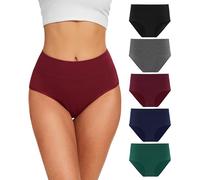 YESWEL Mutande Donna Cotone Vita Alta, 5 Pezzi Slip in Cotone Elasticizzato a Vita Alta Donna Mutandine Traspiranti Intimo Morbido (Multicolore 02, XL)