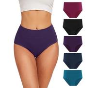 YESWEL Mutande Donna Cotone Vita Alta, 5 Pezzi Slip in Cotone Elasticizzato a Vita Alta Donna Mutandine Traspiranti Intimo Morbido (Multicolore04, L)