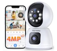 YESYAMO Telecamera Wi-Fi Interno 4MP, 2.5K Videocamera Sorveglianza con Doppia Lente, PTZ 360°, Visione Notturna, Tracciamento del Movimento e Audio Bi-direzionale, Funziona con Alexa, WiFi 2.4/5GHz