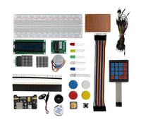 Yetaida Kit elettronico da 294 pezzi con modulo di alimentazione, breadboard a 830 fori, LED, cavi ponticelli, pin a fila singola, modulo display, scheda PCB su un lato compatibile con Raspberry Pi