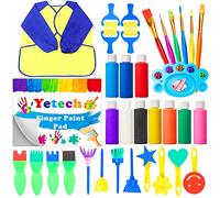 Yetech Spugne di pittura per bambini, 36 pezzi fai da te per bambini, kit di pittura per bambini, grembiuli, quaderno di immagini, borsa di stoccaggio, per bambini apprendimento precoce graffiti