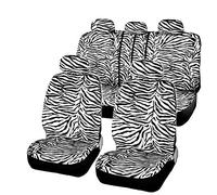 YETGFBH Coprisedili Auto,Fodere Sedili Auto Breve peluche bianco Zebra coprisedili Set universale Fit Sedi La maggior parte una macchina di governo spalla Wheel Cover Pad Seat Cover Car(Black)