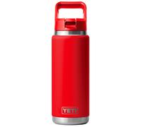 YETI Rambler, bottiglia in acciaio inox con cannuccia a C, isolata sottovuoto, con tappo per cannuccia, rosso salvataggio, 769 ml