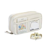 YETONADO Astuccio Kawaii di grande capacità 3 scomparti sacchetto penna borsa doppia apertura laterale studente cancelleria organizzatore materiale scolastico, Beige, Taglia unica