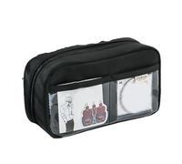 YETONADO Astuccio Kawaii di grande capacità 3 scomparti sacchetto penna borsa doppia apertura laterale studente cancelleria organizzatore materiale scolastico, Nero , Taglia unica