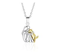 YETONADO Carino Due Toni Colore Ragazza Abbracciato Cane Collana Moda Donne e Pet Ciondolo Gioielli Accessori, Misura unica, Agata
