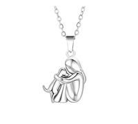 YETONADO Carino Due Toni Colore Ragazza Abbracciato Cane Collana Moda Donne e Pet Ciondolo Gioielli Accessori, Misura unica, Agata