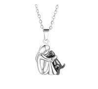 YETONADO Carino Due Toni Colore Ragazza Abbracciato Cane Collana Moda Donne e Pet Ciondolo Gioielli Accessori, Misura unica, Agata