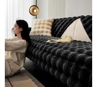 YETONADO Copridivano in velluto a forma di coniglio, tridimensionale, ispessito, caldo, per soggiorno, antiscivolo, massaggiante, in peluche, cuscino per la schiena del divano (nero, 90 x 180 cm, 1