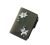 YETONADO Portafogli da donna Stampa Fiore Breve Portafoglio per Donna Cerniera Mini Coin Purse Signore Piccolo Portafoglio Femminile Titolare della Carta di Cuoio, Verde scuro, Taglia unica