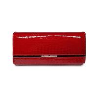YETONADO Portafoglio da donna in vera pelle femminile designer portafoglio di lusso marca donna ID titolare della carta portamonete portamonete Lady Money Bag Clutch Purse, Rosso, Taglia unica