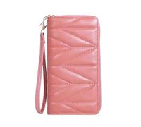 YETONADO Portafoglio lungo trapuntato alla moda da donna, con cerniera intorno alla pochette portamonete, multi slot per carte di credito borsa per telefono cellulare, Rosa scuro, Taglia unica