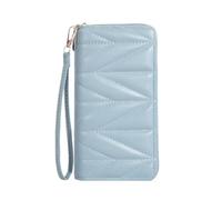 YETONADO Portafoglio lungo trapuntato alla moda da donna, con cerniera intorno alla pochette portamonete, multi slot per carte di credito borsa per telefono cellulare, Blu, Taglia unica
