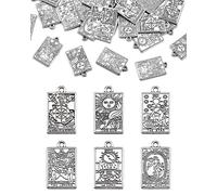 YETOOME 60 ciondoli tibetani a forma di tarocchi, 6 stili, rettangolari, amuleto, a forma di sole, vintage, magici, per bracciali, collane, gioielli e artigianato