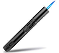 Yeuligo Accendino Jet Flame, Accendino a Gas Butano Ricaricabile, Accendino Antivento Lungo per Candele, Cucina, Campeggio, Barbecue, Camino. Regalo per Uomo (Venduto senza Gas) (Nero)