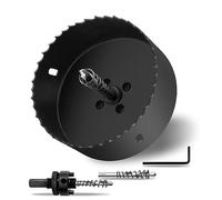 YEUTTEX - Sega a tazza da 155 mm, con mandrino robusto HSS bimetallico per legno, tavole di cornolo, plastica, cartongesso, metallo, fibra (nero)