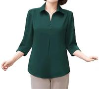 Yeuyyben Camicetta da donna elegante vintage arricciatura camicetta estiva moda tinta unita camicia da donna mezza manica allentata casual top, Scuro En8, XXL