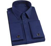 Yeuyyben Camicia da uomo con polsino francese Camicia da cerimonia a maniche lunghe con bottoni nascosti Camicie formali da uomo Camicie da cerimonia con polsini Camicie da cerimonia per matrimoni e