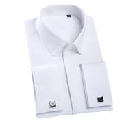 Yeuyyben Camicia da uomo con polsino francese Camicia da cerimonia a maniche lunghe con bottoni nascosti Camicie formali da uomo Camicie da cerimonia con polsini Camicie da cerimonia per matrimoni e