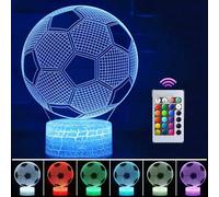 Yevheniy 3D Illusion Luce Notturna Bambini, Lampada da tavolo della camera da letto per 9-12 anni, 16 Cambiamento di colore con telecomando, Creativo compleanno giocattolo sportivo di Natale (calcio)