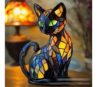 Yevheniy Lampada notturna a forma di gatto, serie gatti, luce notturna 3D con simpatico animale domestico, decorazione per la casa vintage, in resina colorata retrò, da tavolo, luce notturna a LED