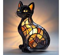 Yevheniy Lampada notturna a forma di gatto, serie gatti, luce notturna 3D con simpatico animale domestico, decorazione per la casa vintage, in resina colorata retrò, da tavolo, luce notturna a LED