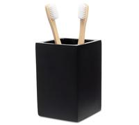 Yew Design Portaspazzolino e Dentifricio Nero Opaco per Mobiletto e Piano del Bagno, Organizer Quadrato per Spazzolini elettrici, Filo Interdentale, Rasoi, Cotone e Collutorio