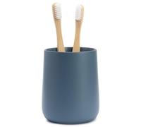 Yew Design Portaspazzolino e dentifricio blu opaco e tazza per bagno e piano di lavoro, organizer rotondo per spazzolini elettrici, filo interdentale, rasoi, cotone e collutorio