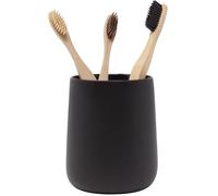 Yew Design Portaspazzolino e Portadentifricio Nero Opaco con Bicchiere per Mobiletto e Piano del Bagno, Organizer Rotondo per Spazzolini Elettrici, Filo Interdentale, Rasoi, Cotone e Collutorio