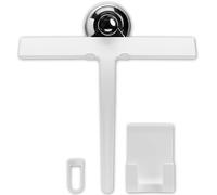 Yew Design Set Tergivetro da 24 cm con Gancio da Parete, Ventosa e Gancio, Tergivetro per la Pulizia dei Vetri per Porte Doccia, Finestre, Porte in Vetro, Bagni, Specchi Parabrezza Auto - Bianco Opaco