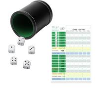 YEWCEP Set di giochi a forma di cubetti, con tazza a cubo e blocco a cricchetto, ideale per serate in famiglia e feste, colore nero, in pelle PU, 7,5 x 6 x 9 cm