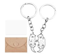 Yewseas 1 Paio di Portachiavi Lontra, Portachiavi a Forma di Portachiavi in Metallo per Coppie E Amici, Accessori Simpatici e Divertenti, per Relazioni a Distanza e Occasioni Speciali