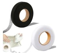 Yewseas 2 PCS 2 Rotoli Nastro Termoadesivo, 64metri Orlo Svelto Termoadesivo Forte (Nero e Bianco), Nastro Biadesivo per Orli, Adesivo di Tessuto Fusibile per Abbigliamento e Decorazioni
