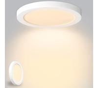 Yexati Plafoniera LED 18W 1800LM 3000K, IP44 Lampada Soffitto Impermeabile Rotonda Sottile, Bianco Caldo Ø22CM per Soggiorno Cucina Bagno Cameretta Seminterrato Ufficio