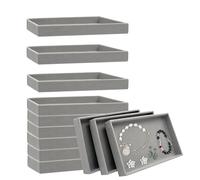 YEXEXINM 12 vassoi piccoli per gioielli in velluto, 20,3 x 12,7 x 2,5 cm, impilabili, di alta qualità, per gioielli, collane, orecchini, anelli, bracciali, colore grigio (1 griglia)